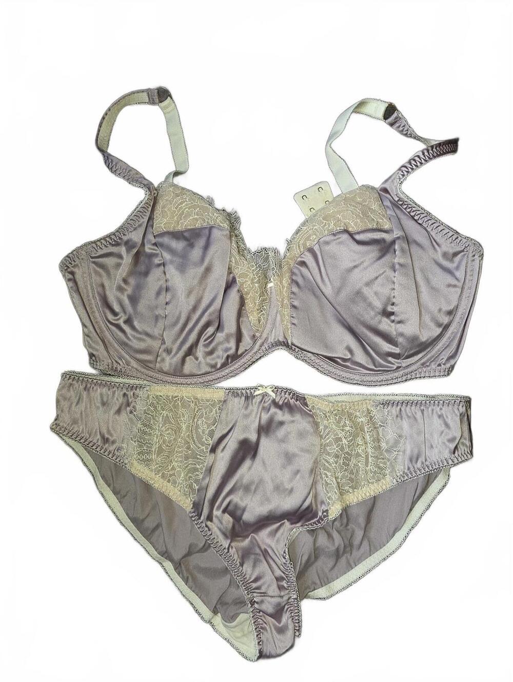 Harlow & Fox Eleanor Lilac and Lace Luxury Lingerie Set 38G bra XL panty